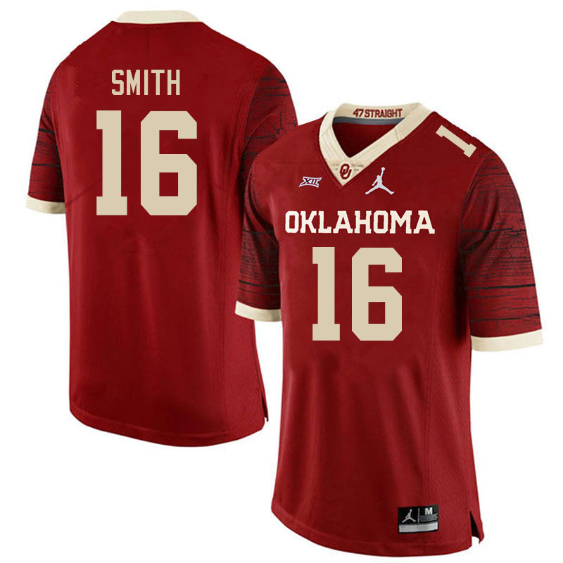Men #16 Blake Smith Oklahoma Sooners College Football Jerseys Stitched-Retro - Click Image to Close